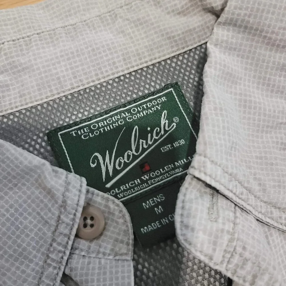 Woolrich Gray Ripstop Lightweight Hiking Outdoor Vented Shirt Medium M Button - Picture 6 of 6